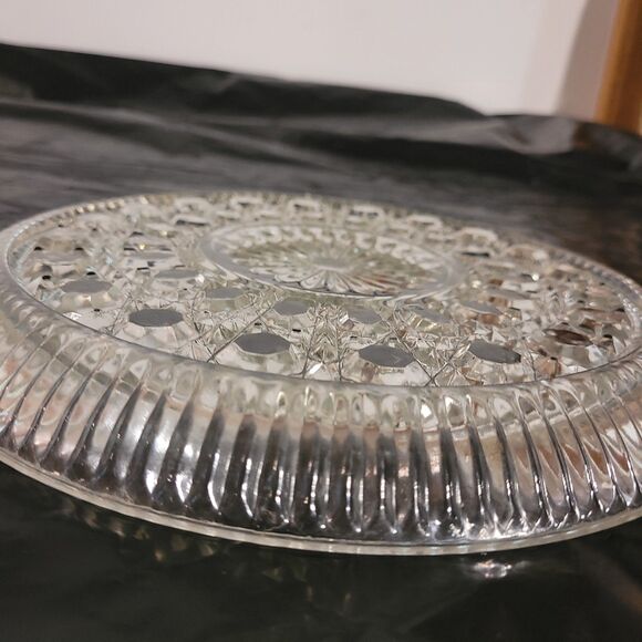 Federal Glass Windsor Clear Luncheon Plate 9 1/4" Button Cane Design - Picture 5 of 6